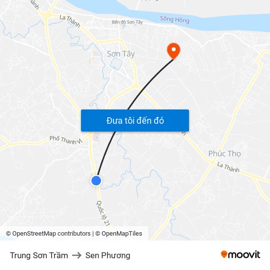 Trung Sơn Trầm to Sen Phương map
