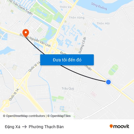 Đặng Xá to Phường Thạch Bàn map