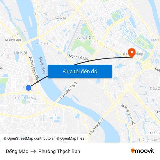 Đống Mác to Phường Thạch Bàn map