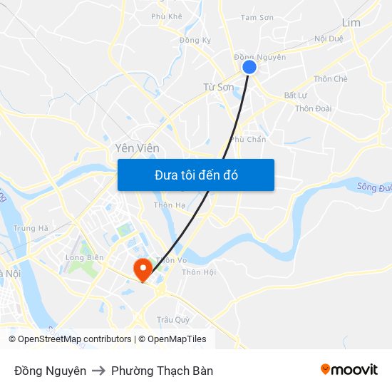 Đồng Nguyên to Phường Thạch Bàn map