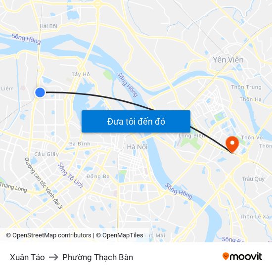 Xuân Tảo to Phường Thạch Bàn map