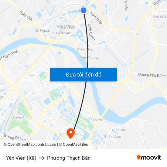 Yên Viên (Xã) to Phường Thạch Bàn map