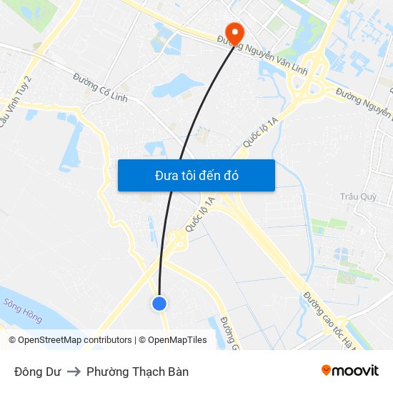 Đông Dư to Phường Thạch Bàn map