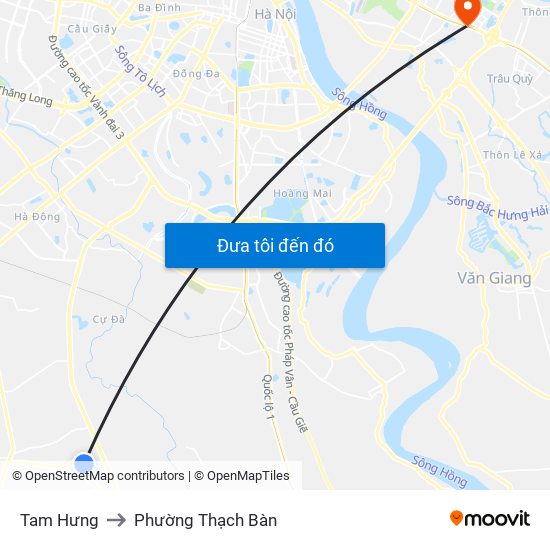 Tam Hưng to Phường Thạch Bàn map