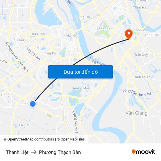 Thanh Liệt to Phường Thạch Bàn map