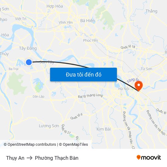 Thụy An to Phường Thạch Bàn map