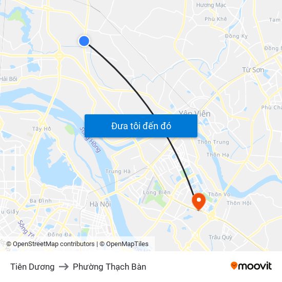 Tiên Dương to Phường Thạch Bàn map