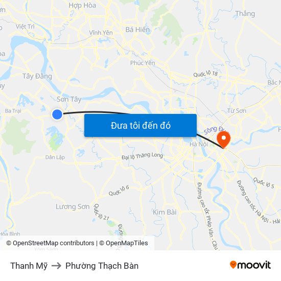 Thanh Mỹ to Phường Thạch Bàn map