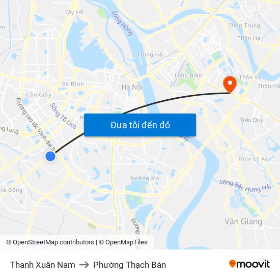 Thanh Xuân Nam to Phường Thạch Bàn map