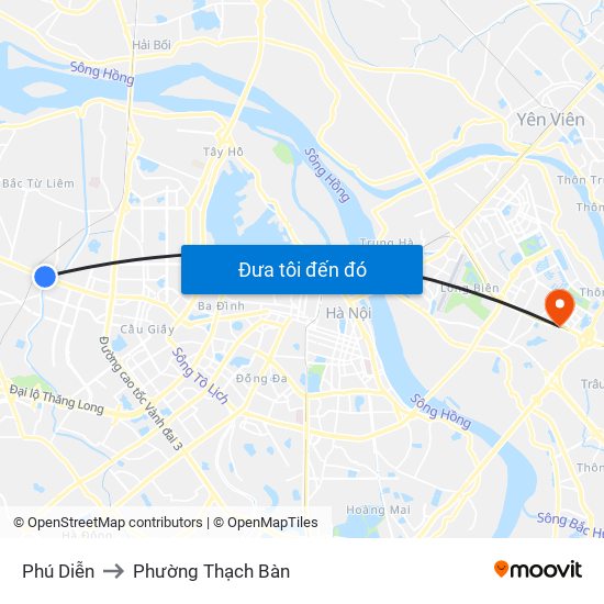 Phú Diễn to Phường Thạch Bàn map