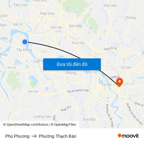 Phú Phương to Phường Thạch Bàn map