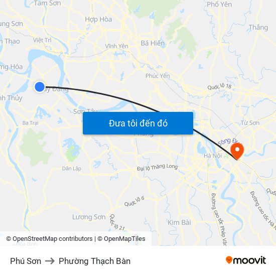 Phú Sơn to Phường Thạch Bàn map