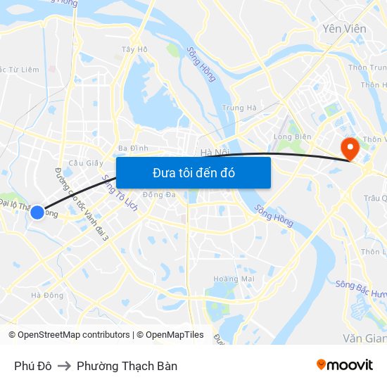 Phú Đô to Phường Thạch Bàn map