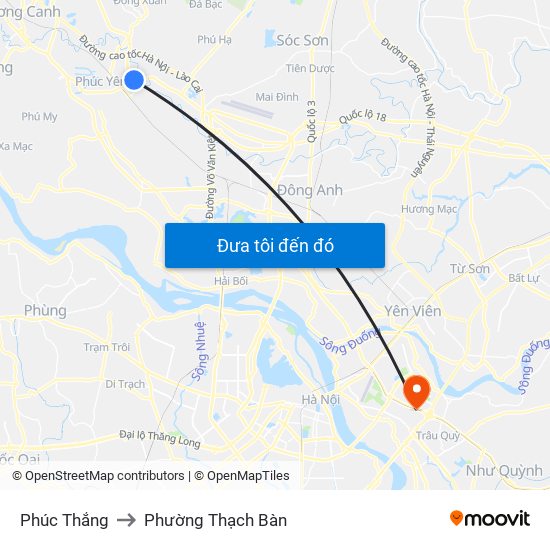 Phúc Thắng to Phường Thạch Bàn map