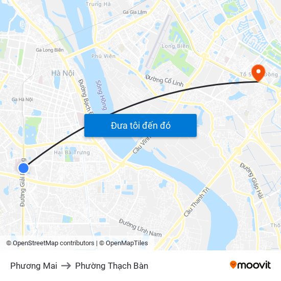 Phương Mai to Phường Thạch Bàn map