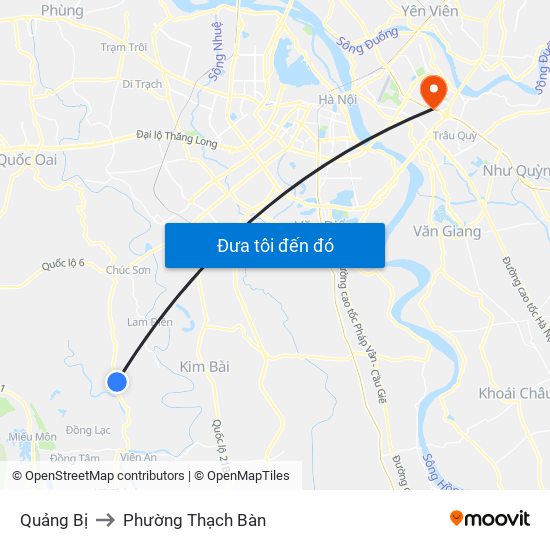 Quảng Bị to Phường Thạch Bàn map