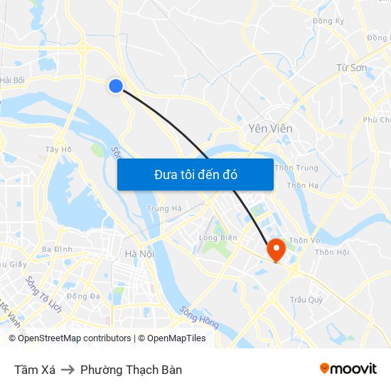 Tầm Xá to Phường Thạch Bàn map