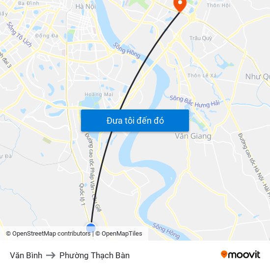 Văn Bình to Phường Thạch Bàn map