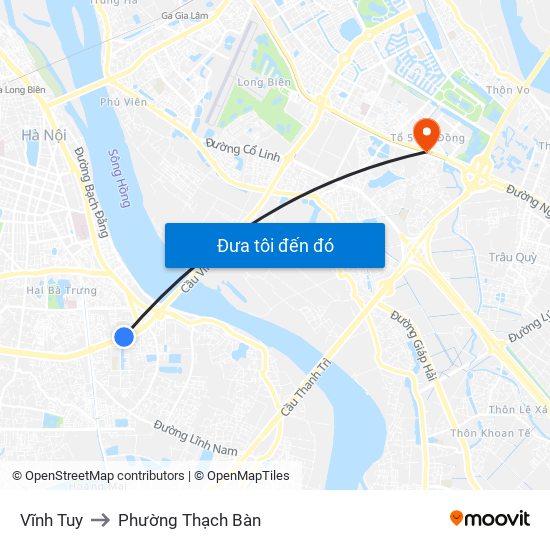 Vĩnh Tuy to Phường Thạch Bàn map