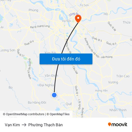 Vạn Kim to Phường Thạch Bàn map