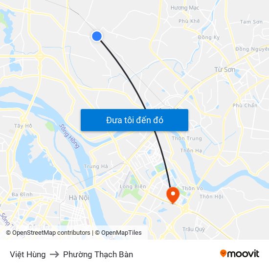 Việt Hùng to Phường Thạch Bàn map