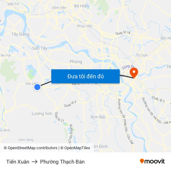 Tiến Xuân to Phường Thạch Bàn map