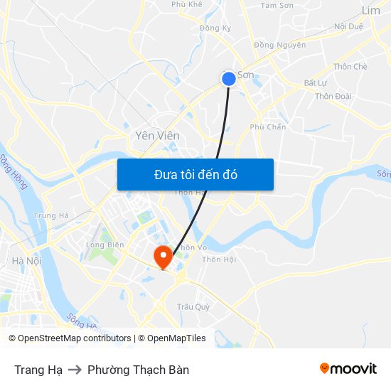 Trang Hạ to Phường Thạch Bàn map