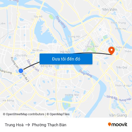 Trung Hoà to Phường Thạch Bàn map