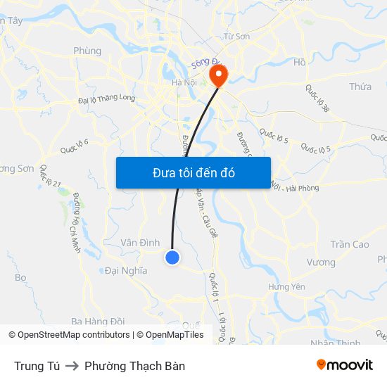 Trung Tú to Phường Thạch Bàn map