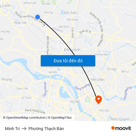 Minh Trí to Phường Thạch Bàn map