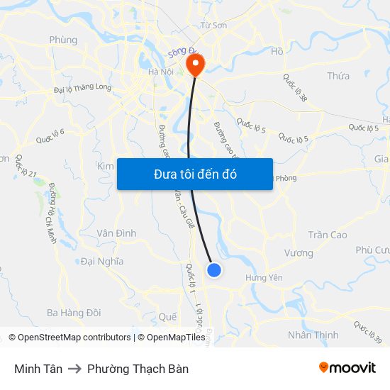 Minh Tân to Phường Thạch Bàn map