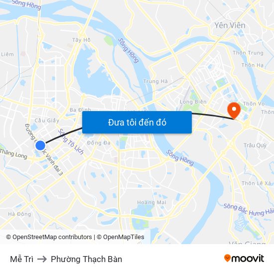 Mễ Trì to Phường Thạch Bàn map