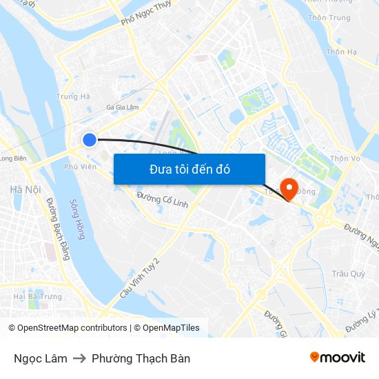 Ngọc Lâm to Phường Thạch Bàn map