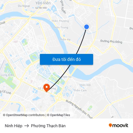 Ninh Hiệp to Phường Thạch Bàn map