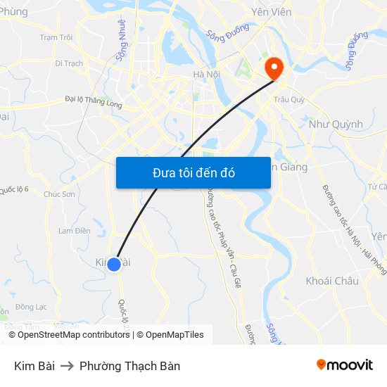 Kim Bài to Phường Thạch Bàn map