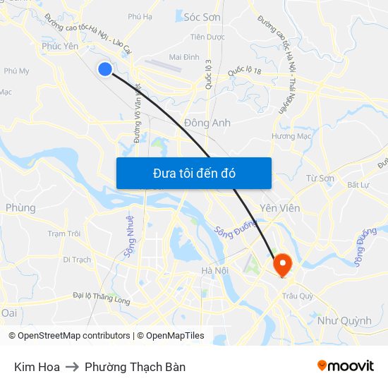 Kim Hoa to Phường Thạch Bàn map