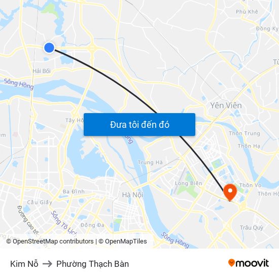 Kim Nỗ to Phường Thạch Bàn map