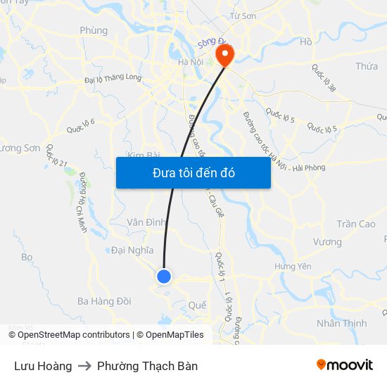 Lưu Hoàng to Phường Thạch Bàn map