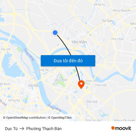 Dục Tú to Phường Thạch Bàn map