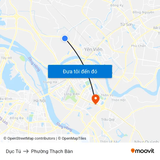 Dục Tú to Phường Thạch Bàn map