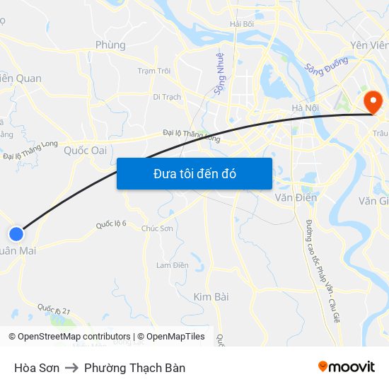 Hòa Sơn to Phường Thạch Bàn map