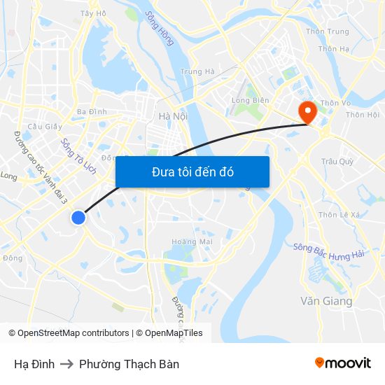 Hạ Đình to Phường Thạch Bàn map