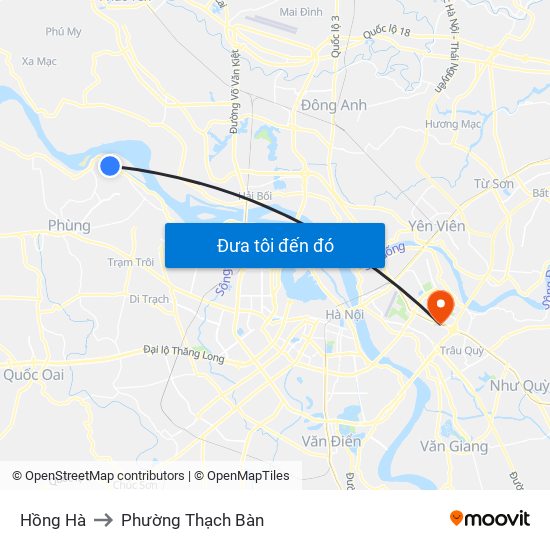 Hồng Hà to Phường Thạch Bàn map