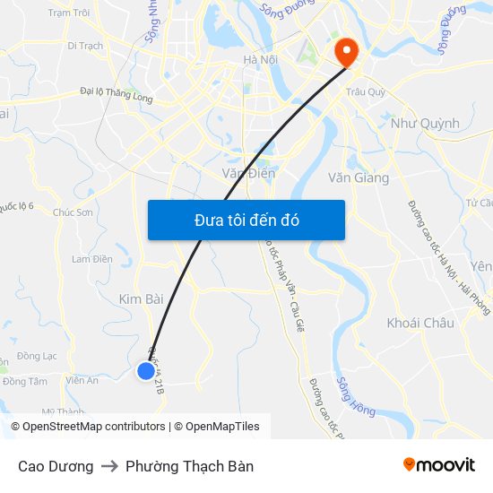 Cao Dương to Phường Thạch Bàn map