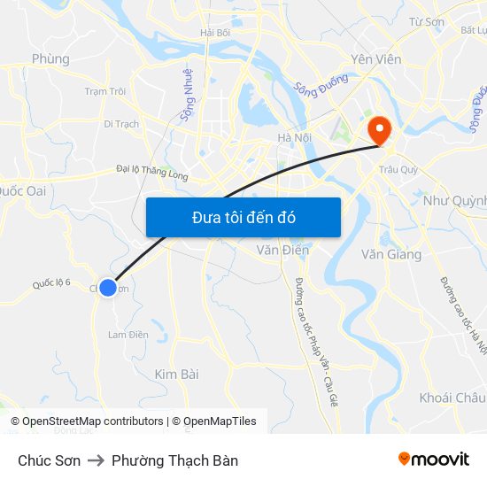 Chúc Sơn to Phường Thạch Bàn map