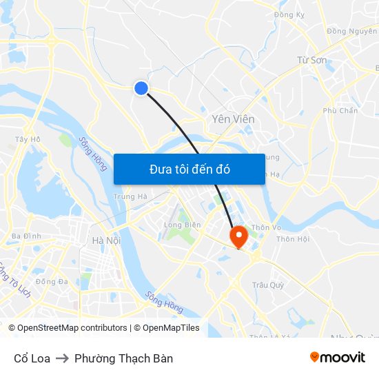 Cổ Loa to Phường Thạch Bàn map