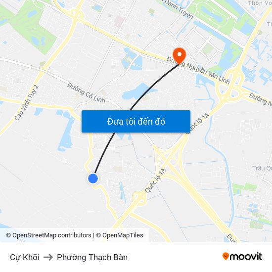 Cự Khối to Phường Thạch Bàn map