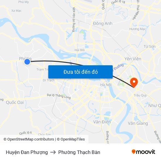 Huyện Đan Phượng to Phường Thạch Bàn map