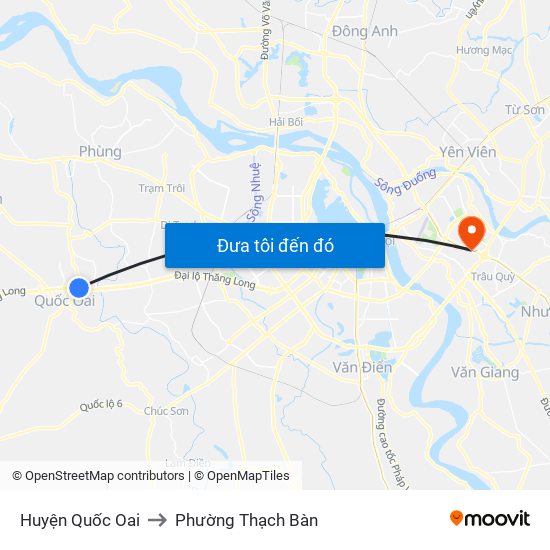 Huyện Quốc Oai to Phường Thạch Bàn map