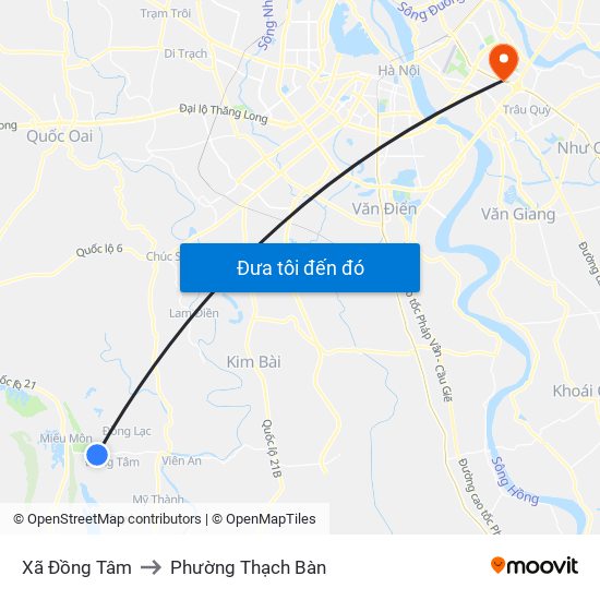 Xã Đồng Tâm to Phường Thạch Bàn map